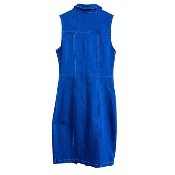 Haute Monde Sleeveless Zip Front Blue Denim Dress Large - Picture 2 of 9